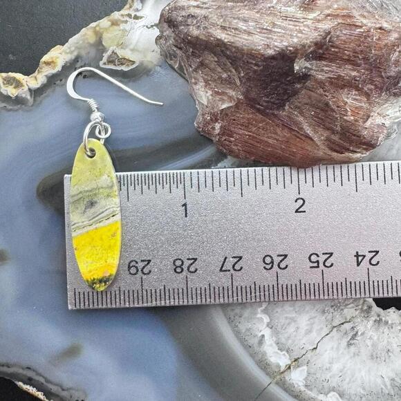 Sterling Silver Oval Bumblebee Jasper Slab Dangle Earrings For Women #166 - Picture 9 of 10